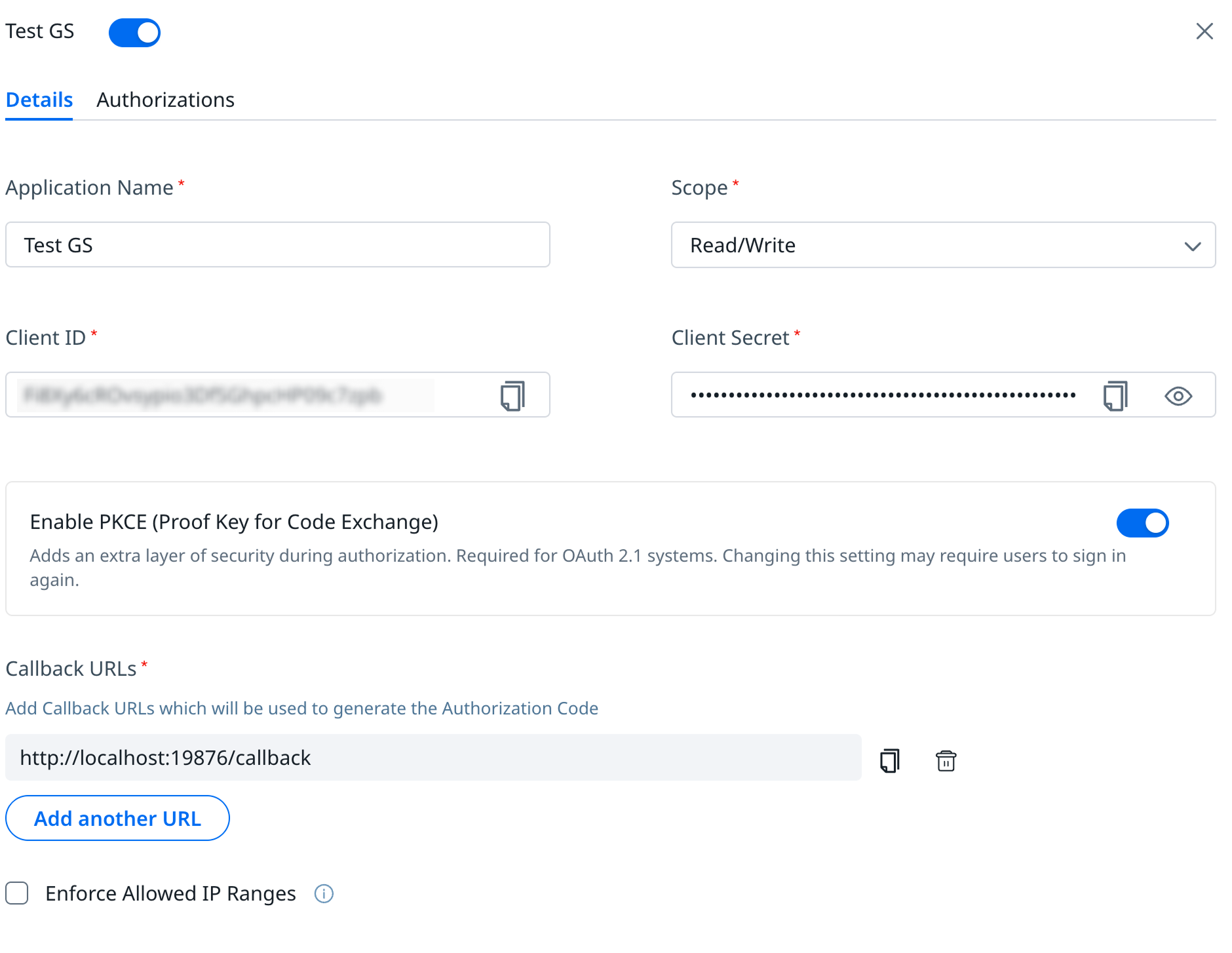 OAuth Application Configuration